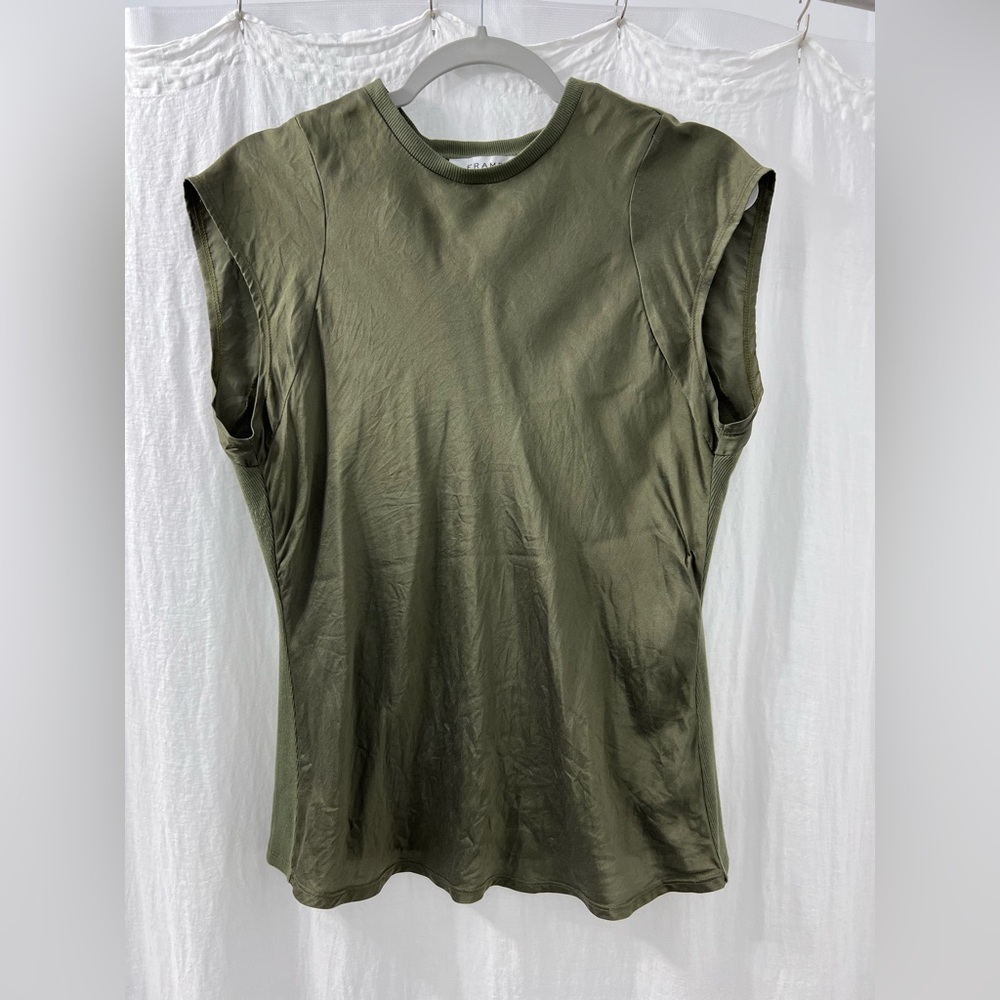 Frame mixed media silk jersey top size L
